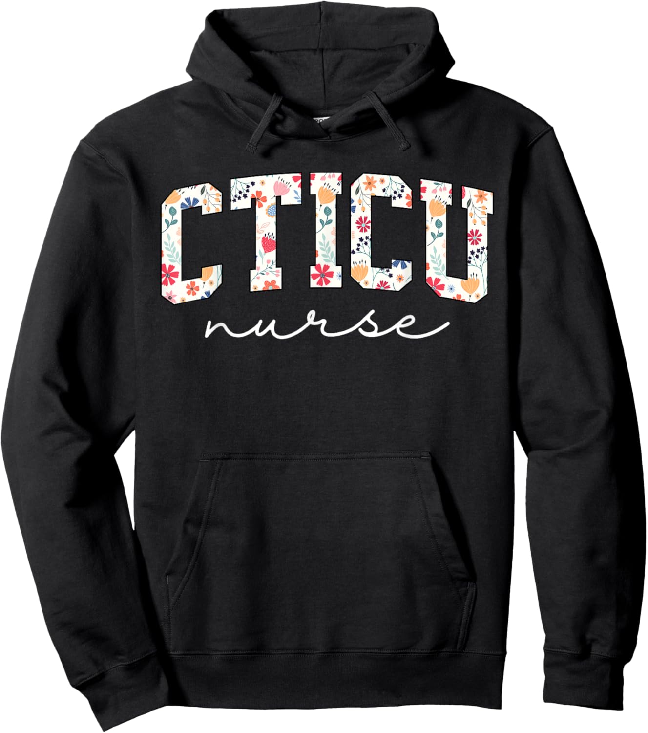 Floral Cardiac Nurse CTICU Cardiac Intermediate Unit Heart Hoodie - Hoodie | Black