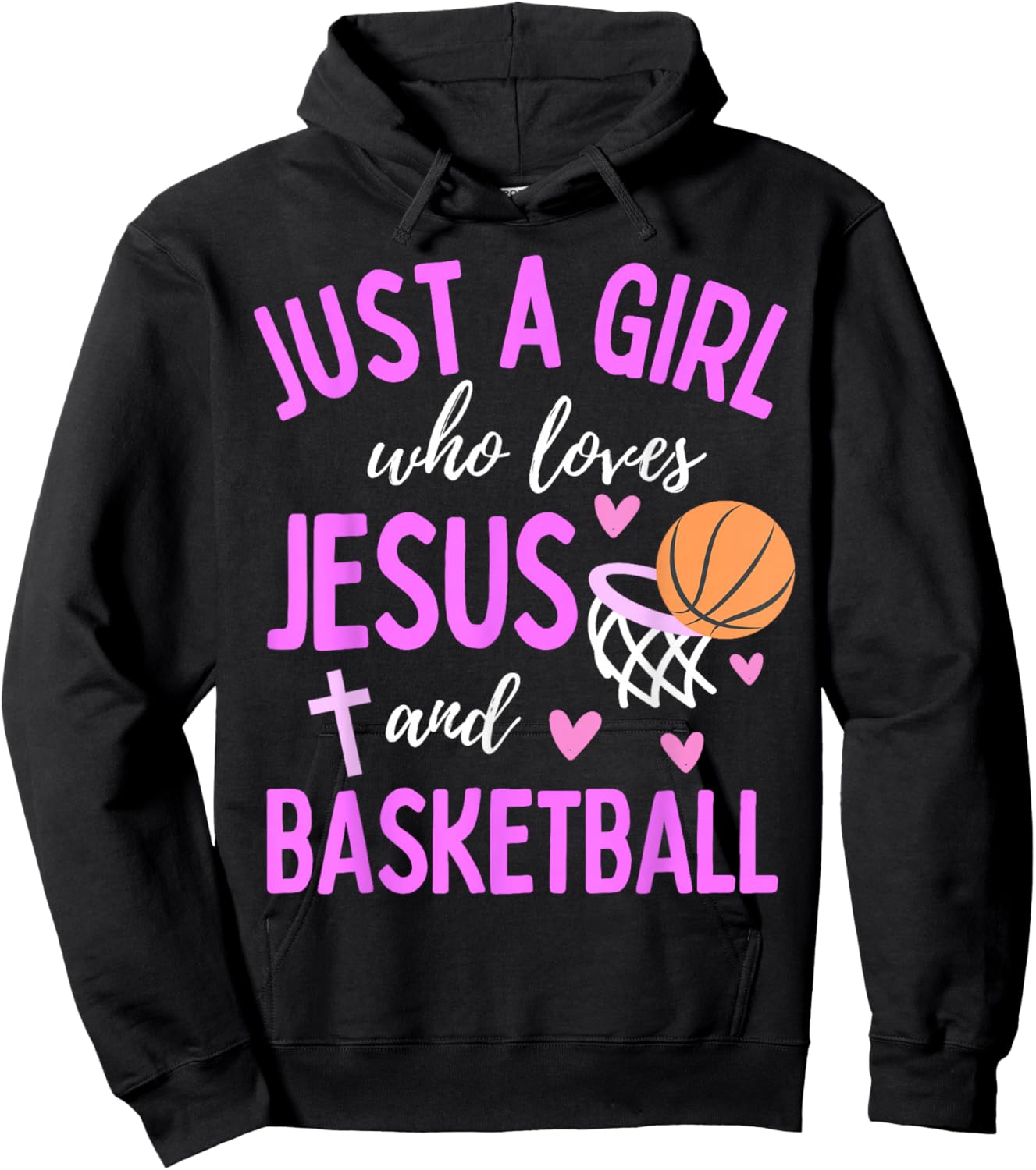 Just A Girl Who Loves Jesus and Basketball Christian Cute Hoodie - Hoodie | Black