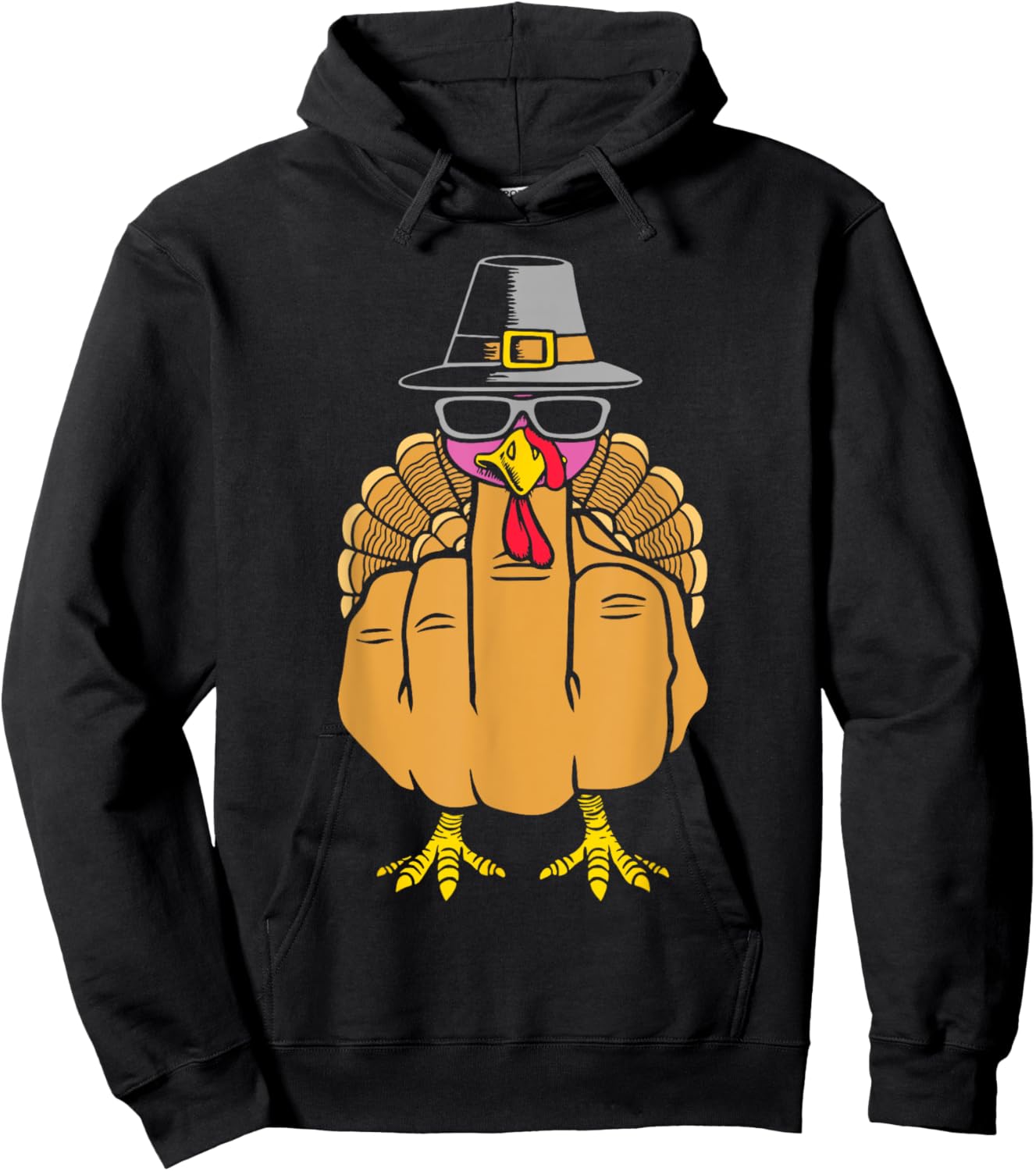 Turkey Middle Finger Adult Anti Social Thanksgiving Hand Hoodie - Hoodie | Black