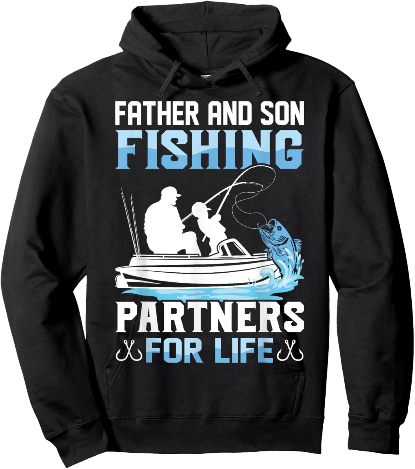 Father Son Fishing Partners For Life Funny Dad Son Matching Hoodie - Hoodie | Black