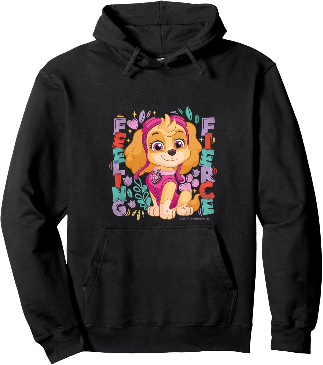 Kids PAW Patrol Skye Feeling Fierce Colorful Big Chest Logo Hoodie - Hoodie | Black