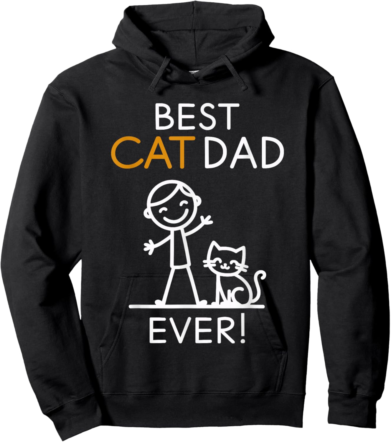 Best Cat Dad Ever Whimsical Line Art Hoodie - Hoodie | Black