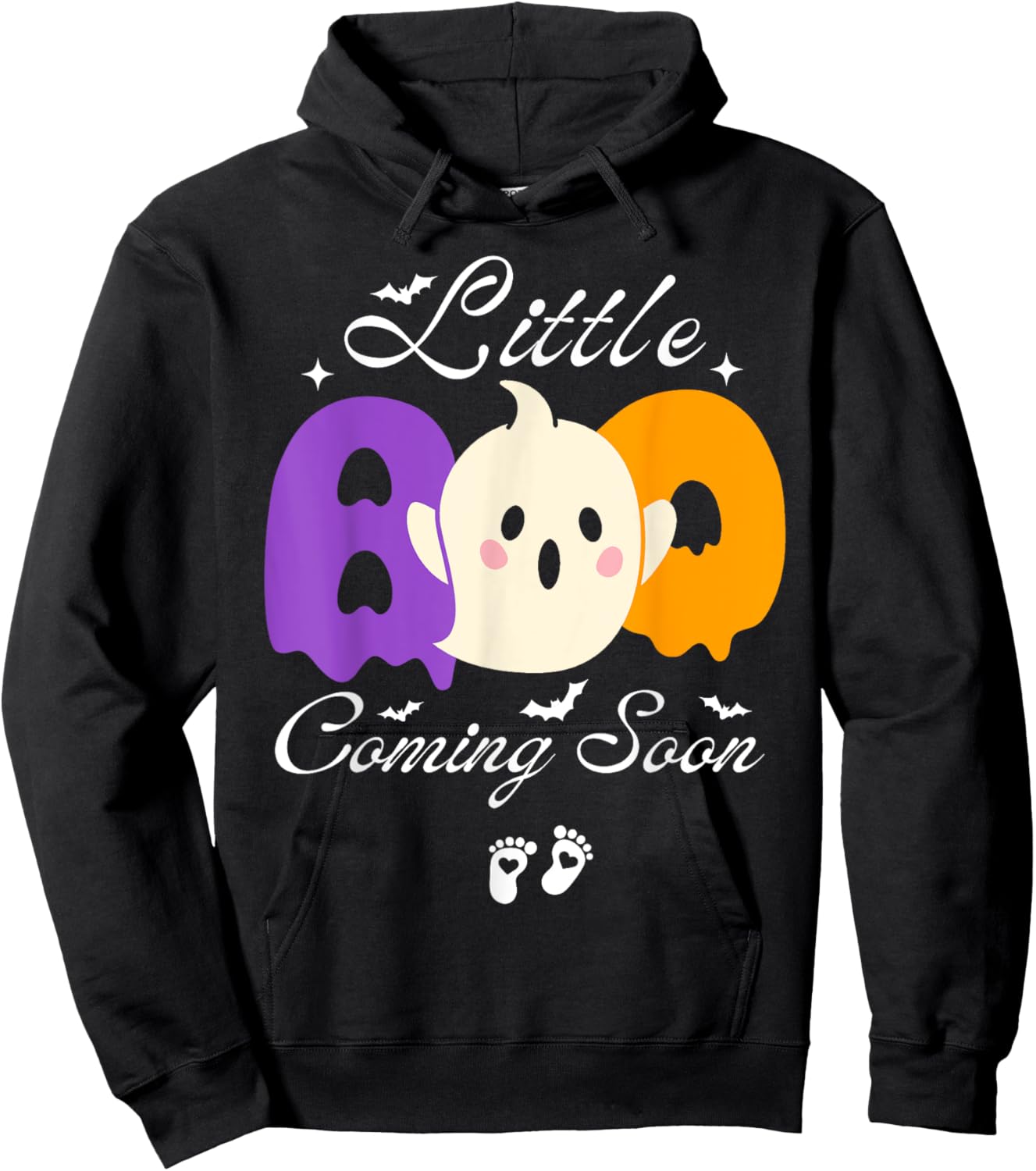 Little Boo Coming Soon-Funny Halloween Pregnant Announcement Hoodie - Hoodie | Black