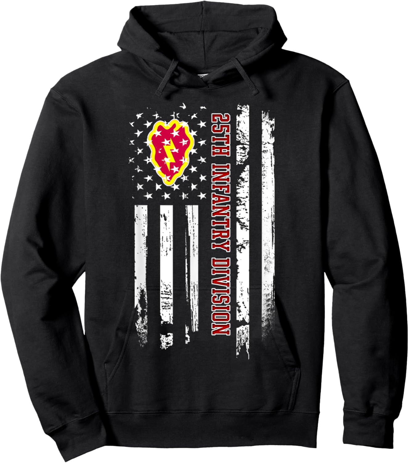 25th Infantry Division American Flag Military Veterans Day Hoodie - Hoodie | Black
