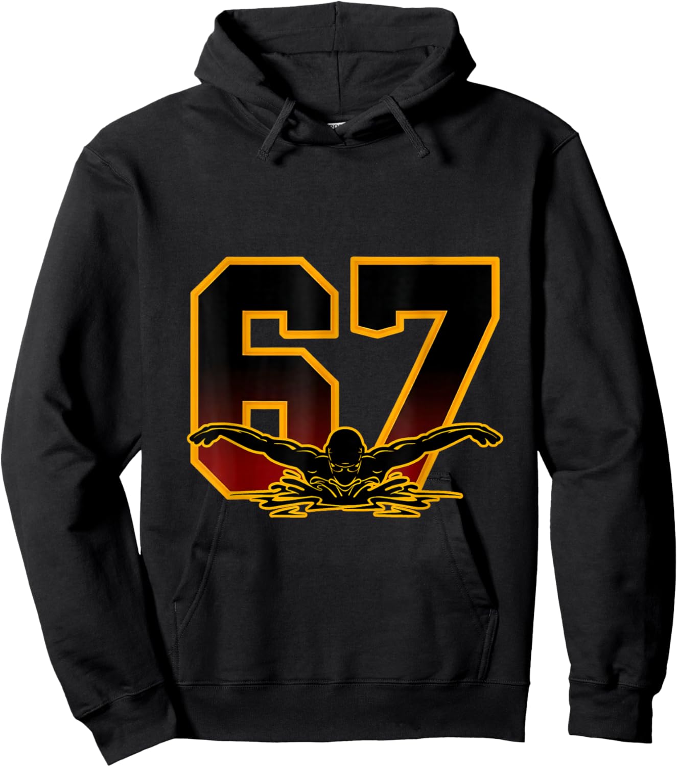 Swimming 67 Six Seven Meme Funny Butterfly Stroke Athlete Hoodie - Hoodie | Black
