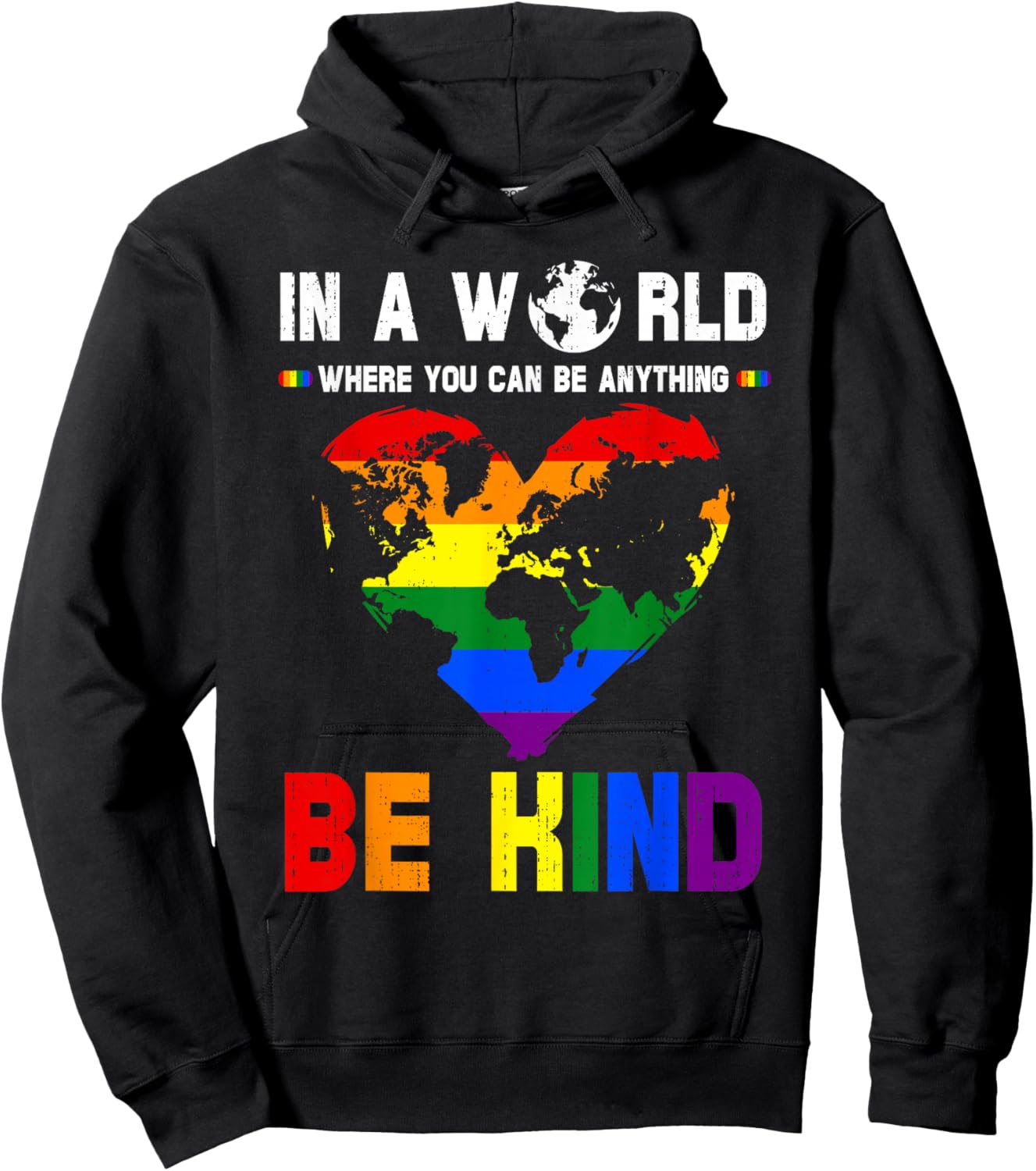 Be Kind Rainbow Flag LGBTQ Pride Kindness Men Women Kids Hoodie - Hoodie | Black