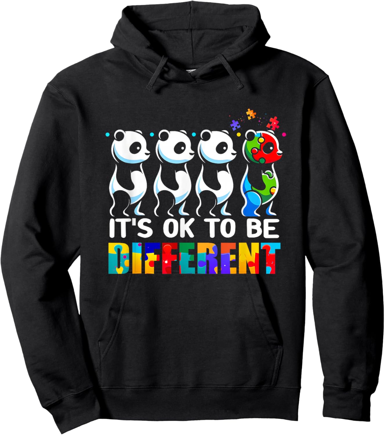 Autism Awareness Panda Kid Boys Its Ok ToBe Different Hoodie - Hoodie | Black