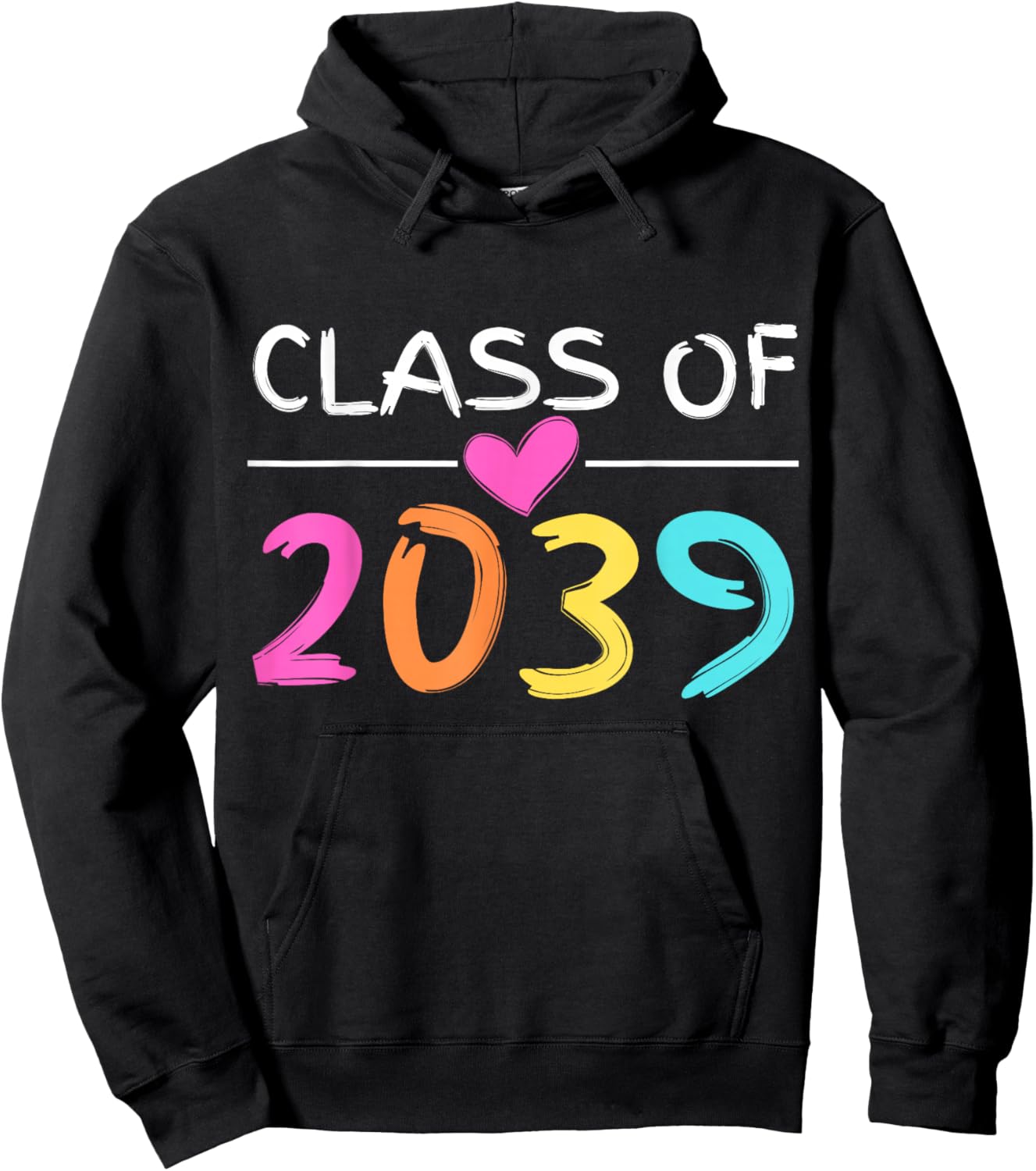 Class of 2039 Grow with Me Shirt Back School Colors Heart Hoodie - Hoodie | Black