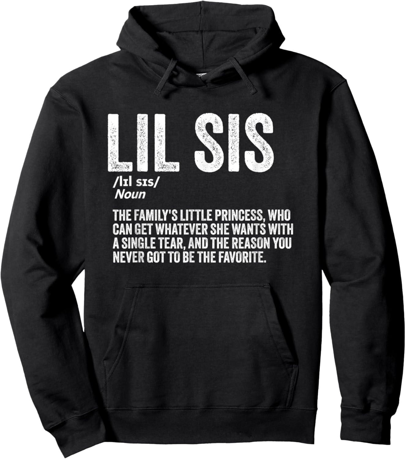 Little Sister Funny Sibling Humor Lil Sis Definition Hoodie - Hoodie | Black