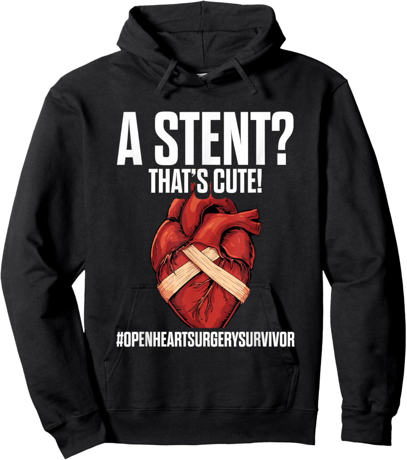 Open Heart Surgery Survivor & Heart Health Awareness Hoodie - Hoodie | Black