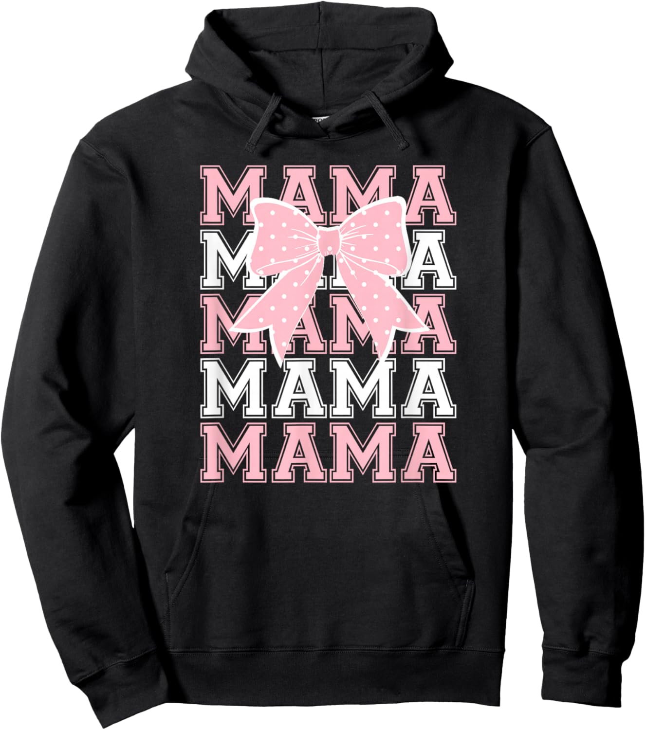 Cute Coquette Bow Mama in Pink and White Hoodie - Hoodie | Black