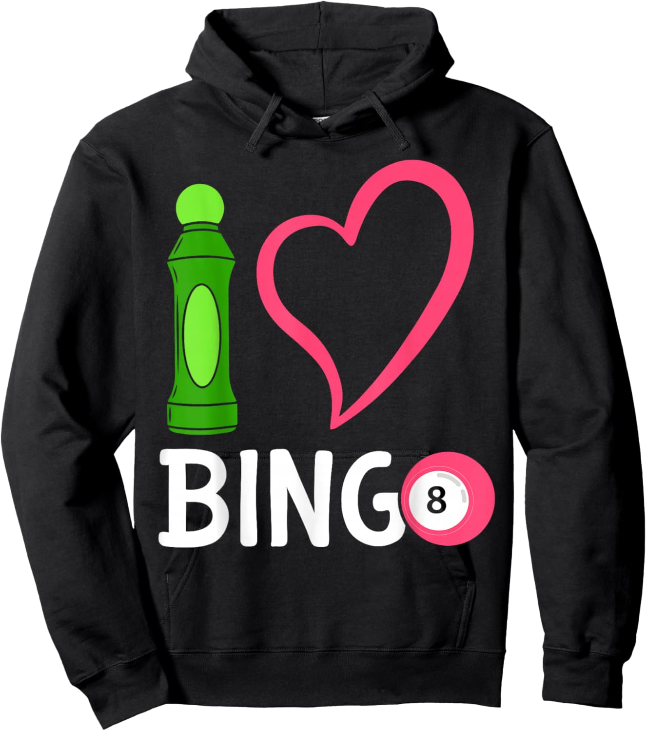Bingo Player Heart I Love Bingo Hoodie - Hoodie | Black
