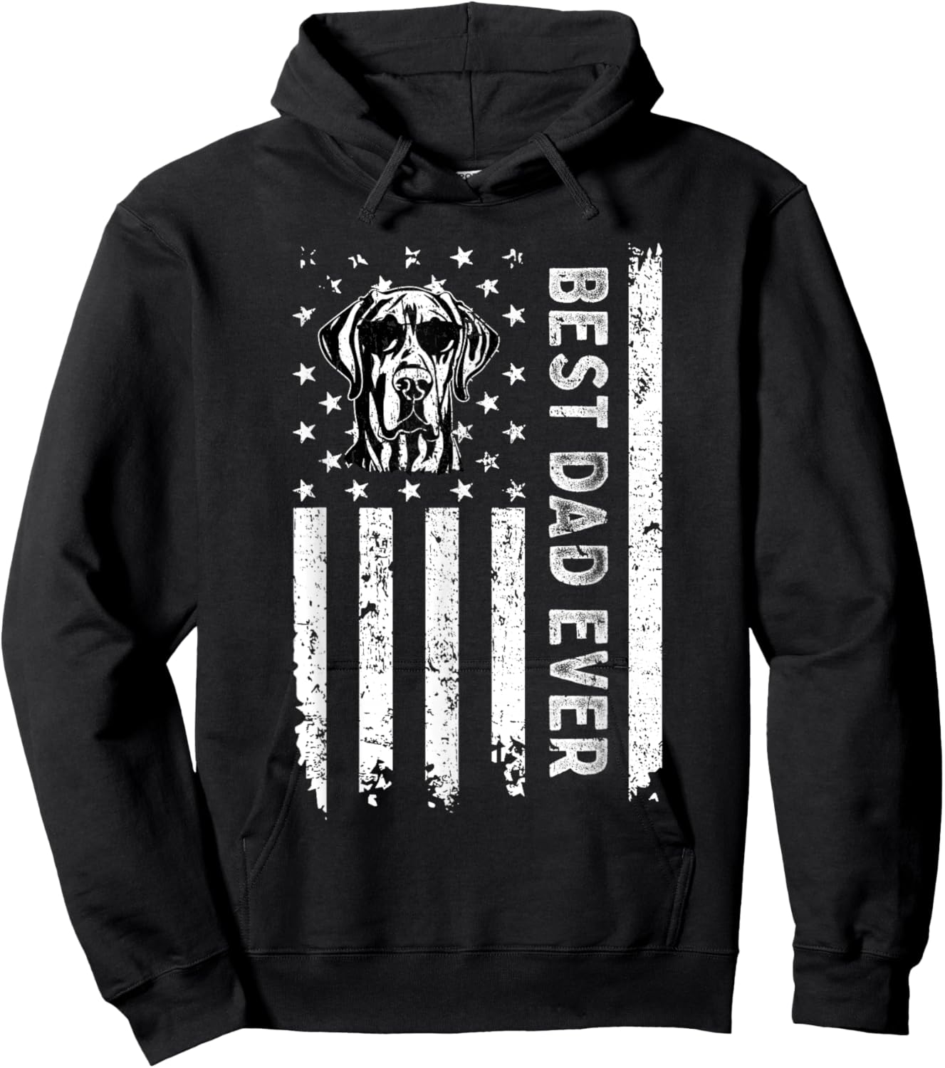 Best Great Dane Dog Dad Ever Fathers Day USA Flag Women Kids Hoodie - Hoodie | Black