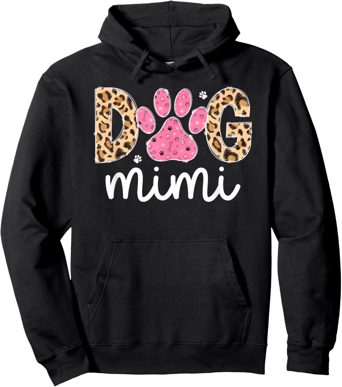 Dog Mimi Dog Lover Mimi Grandma Leopard Hoodie - Hoodie | Black
