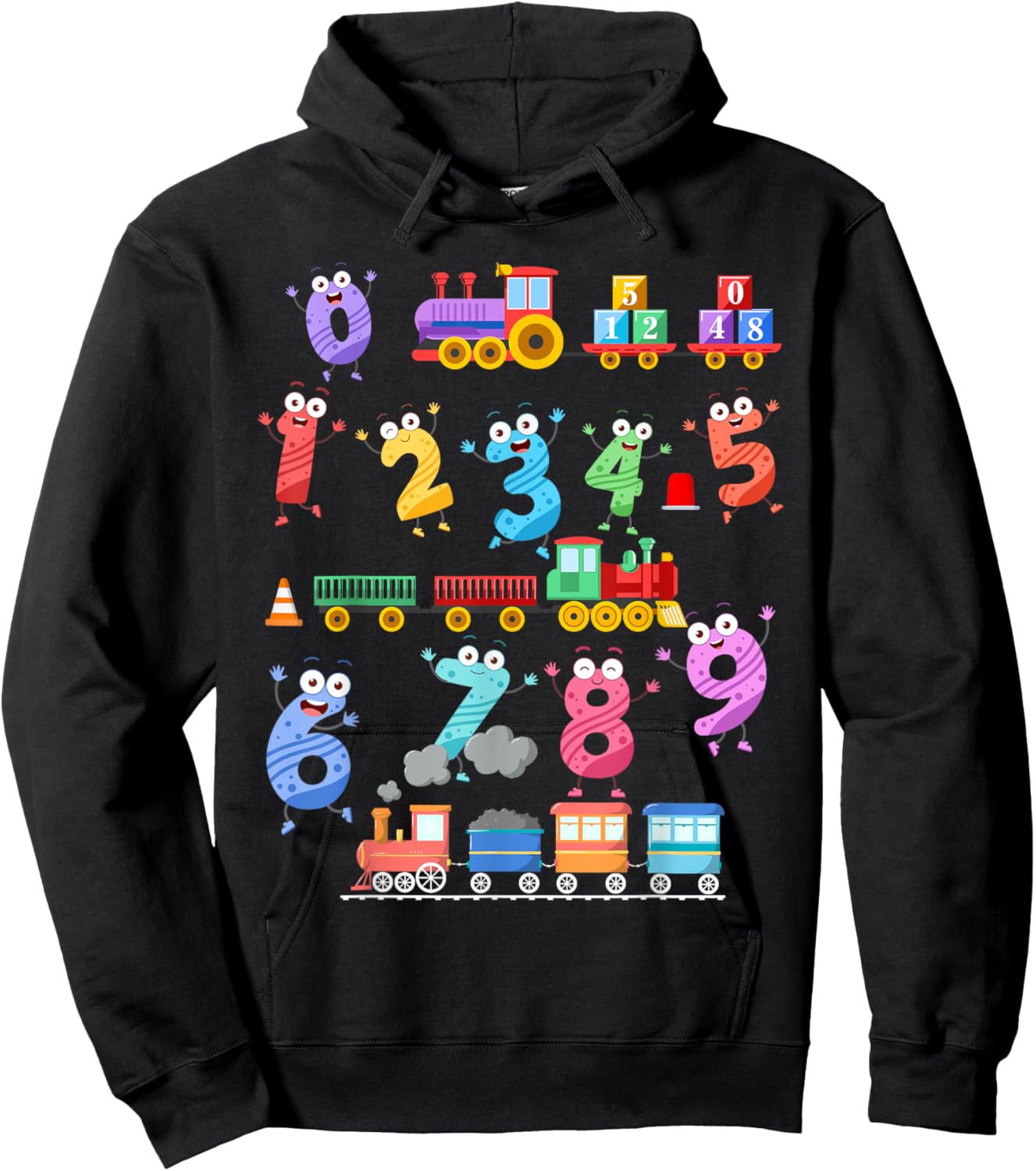 Maths Day Numbers Idea For Kids Train Themed Maths Number Hoodie - Hoodie | Black