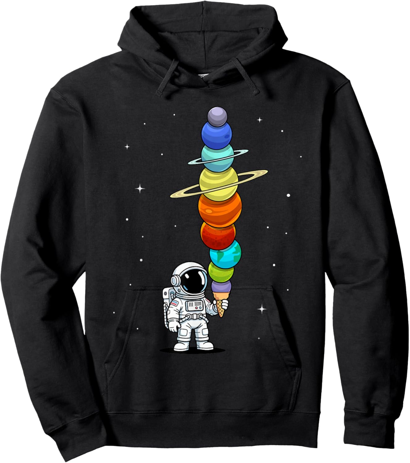 Space Astronaut Ice Cream Cone Planets Solar Systems Boys Hoodie - Hoodie | Black