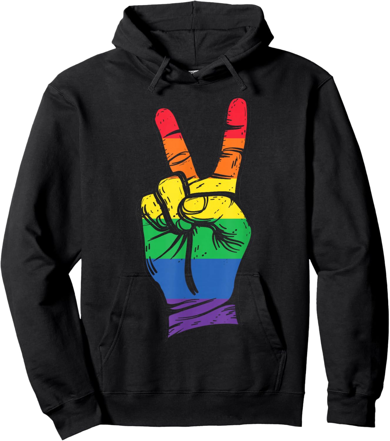 LGBT Pride Flag Peace Sign Hoodie - Hoodie | Black