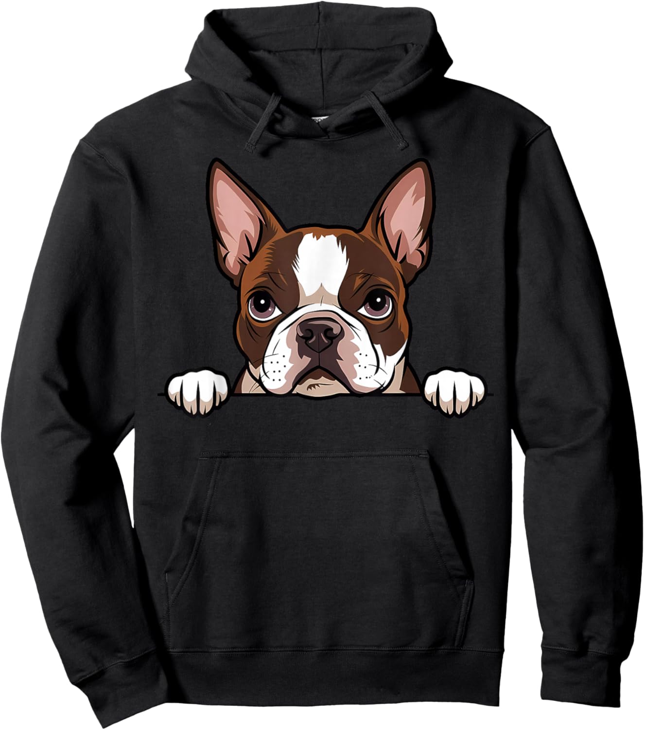 Cute Boston Terrier Peeking Puppy Funny Bostie Dog Lover Hoodie - Hoodie | Black