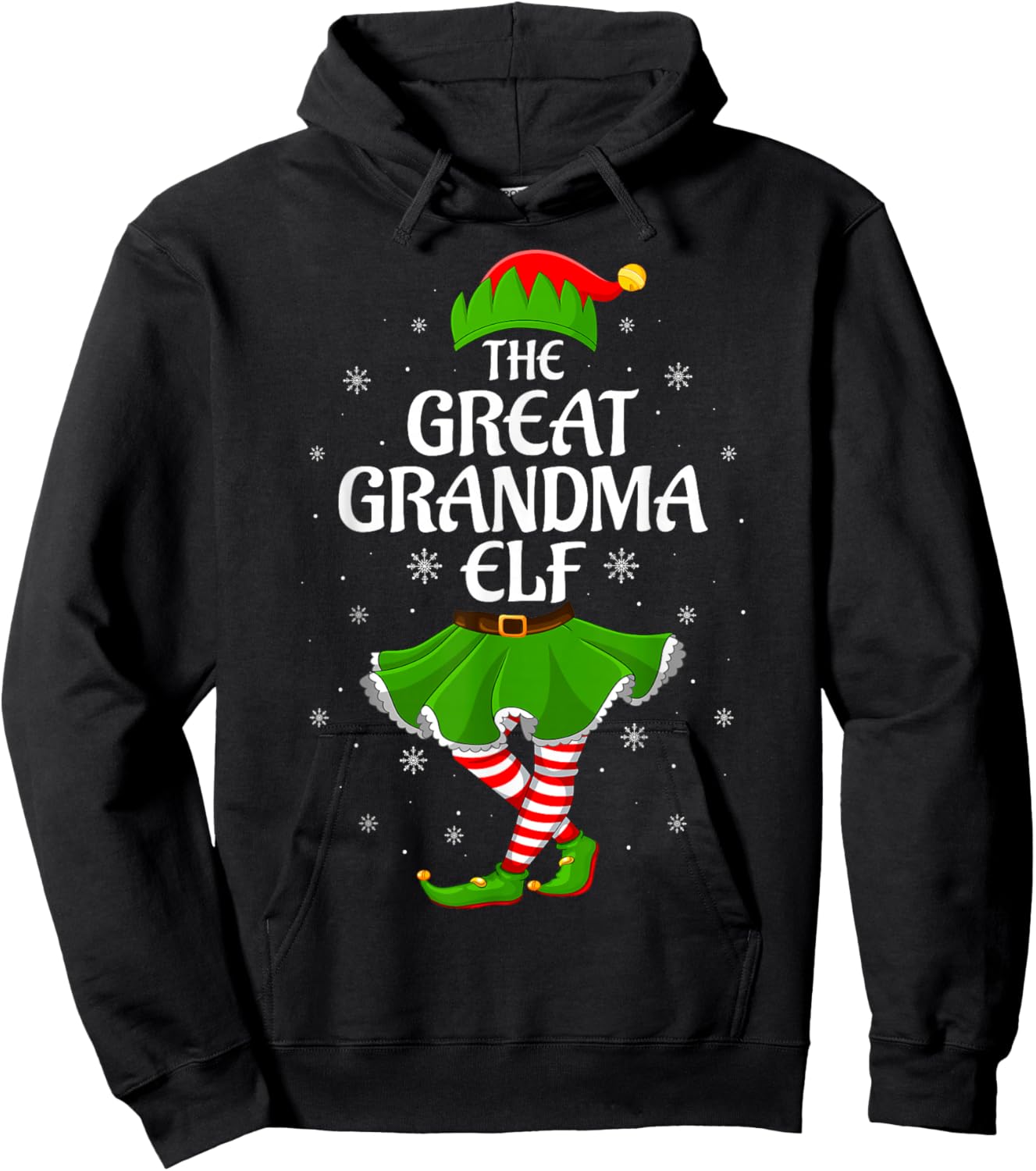 Great Grandma Elf Christmas Family Girls Women Elf Squad Hoodie - Hoodie | Black