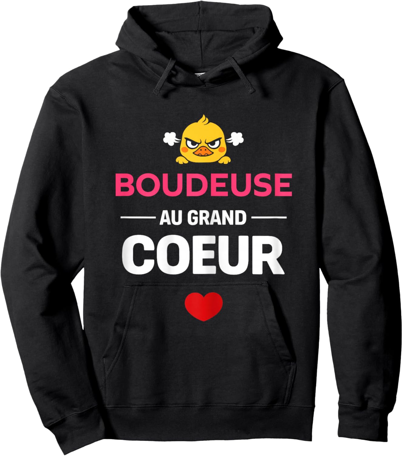 Fille Boudeuse au Grand cœur Femme drôle Humour Boudeuse Hoodie - Hoodie | Black