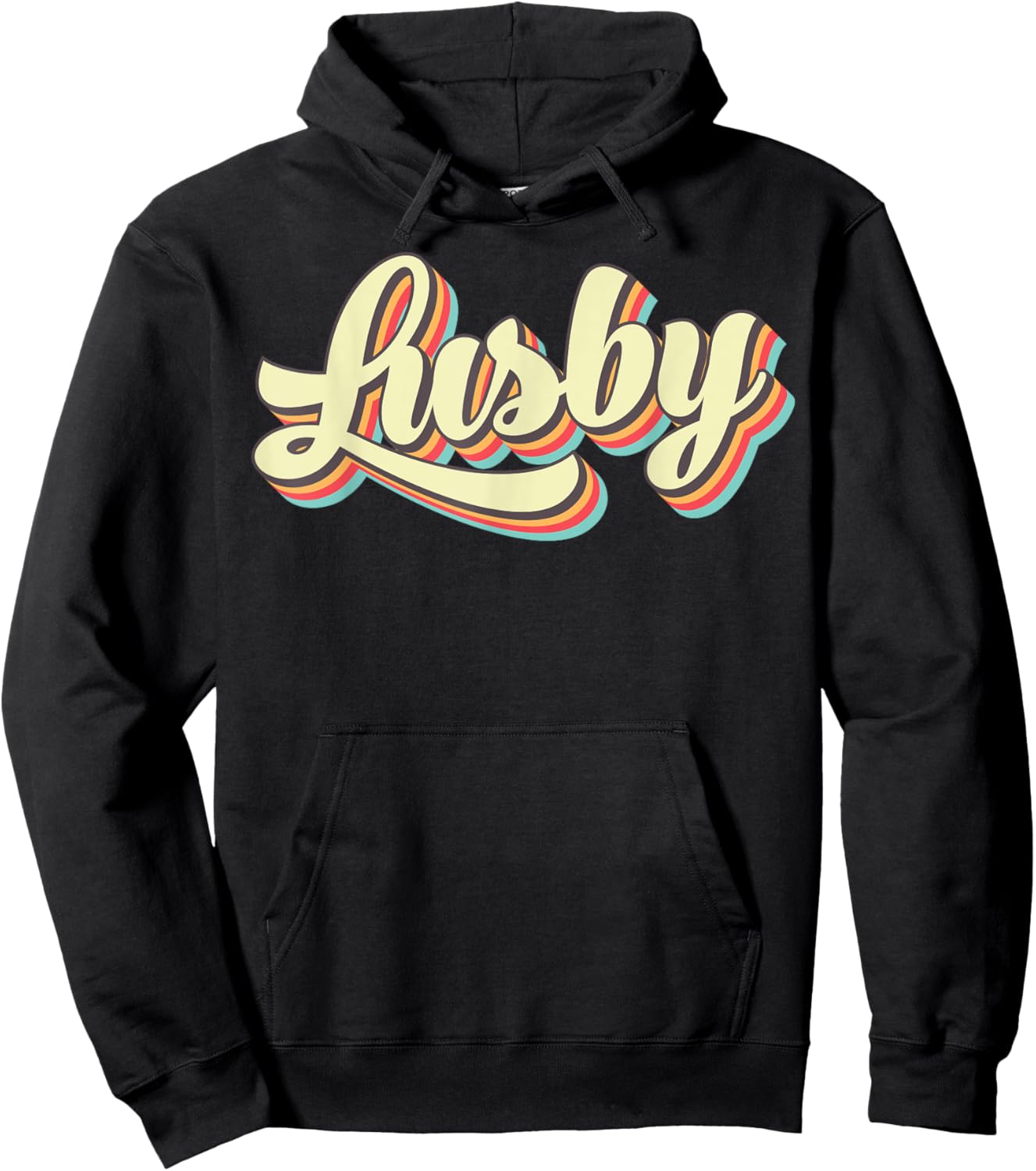 Lusby Retro Art Baseball Font Vintage Hoodie - Hoodie | Black