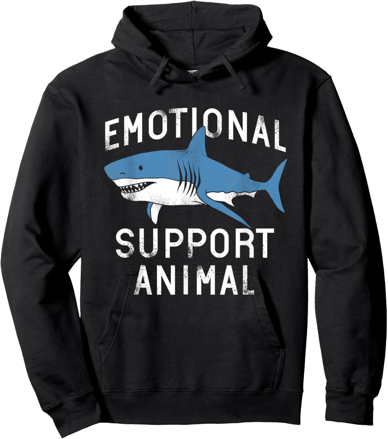 Emotional Support Animal Funny Scary Shark Pun Humor Shark Hoodie - Hoodie | Black