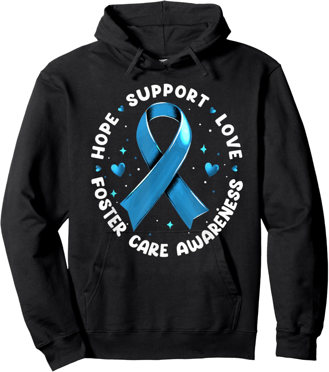 Hope Support Love Foster Care Awareness Hoodie - Hoodie | Black
