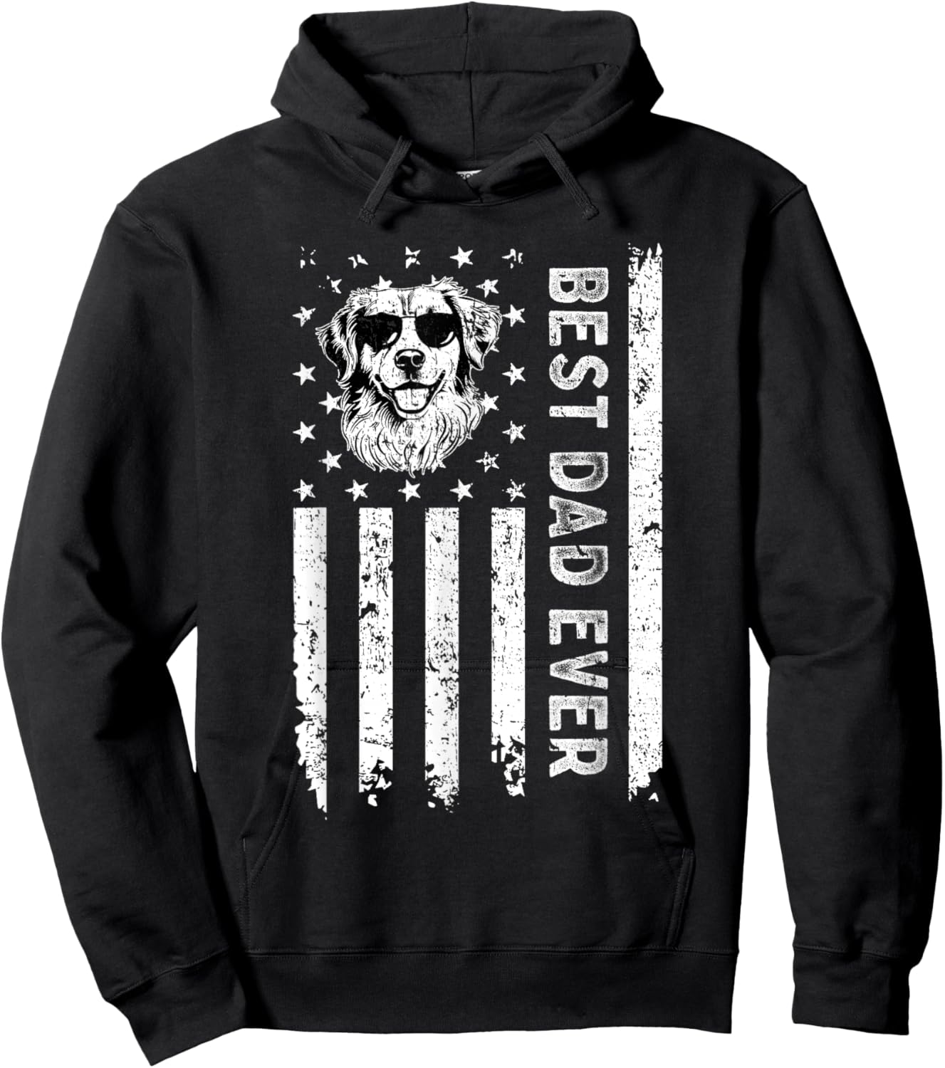 Best Golden Retriever Dog Dad Ever Fathers Day USA Flag Hoodie - Hoodie | Black