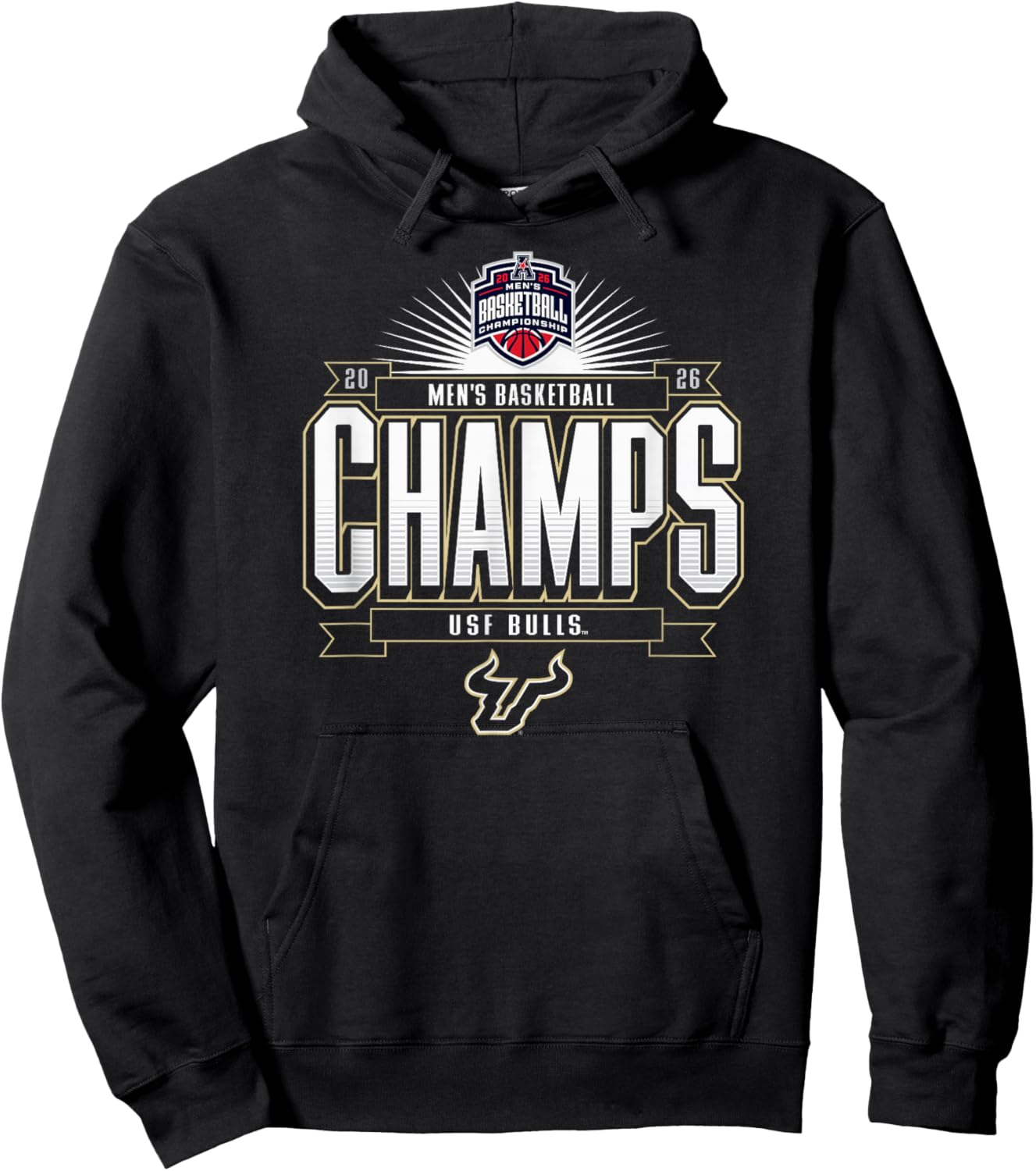 South Florida Bulls Men's Basketball AAC Champs 2026 Hoodie - Hoodie | Black