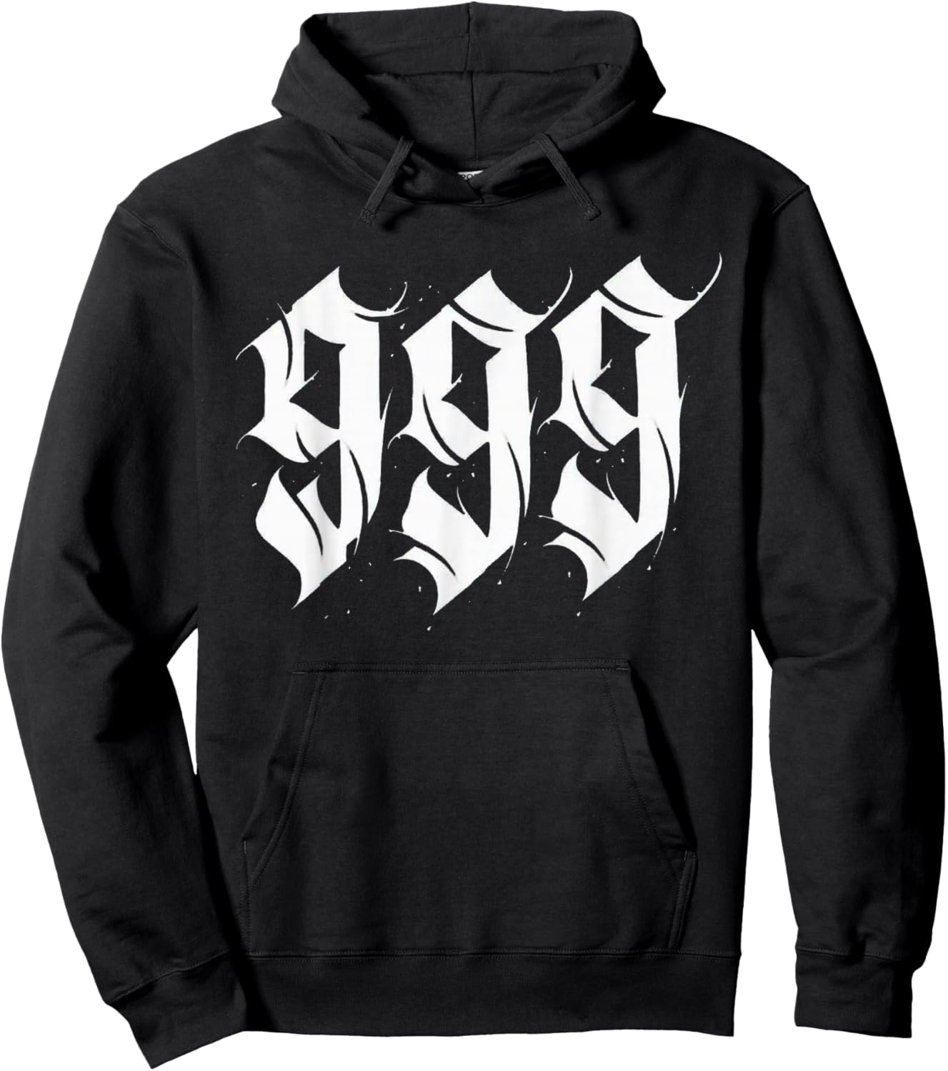 999 Angel Number Gothic Calligraphy Hoodie - Hoodie | Black