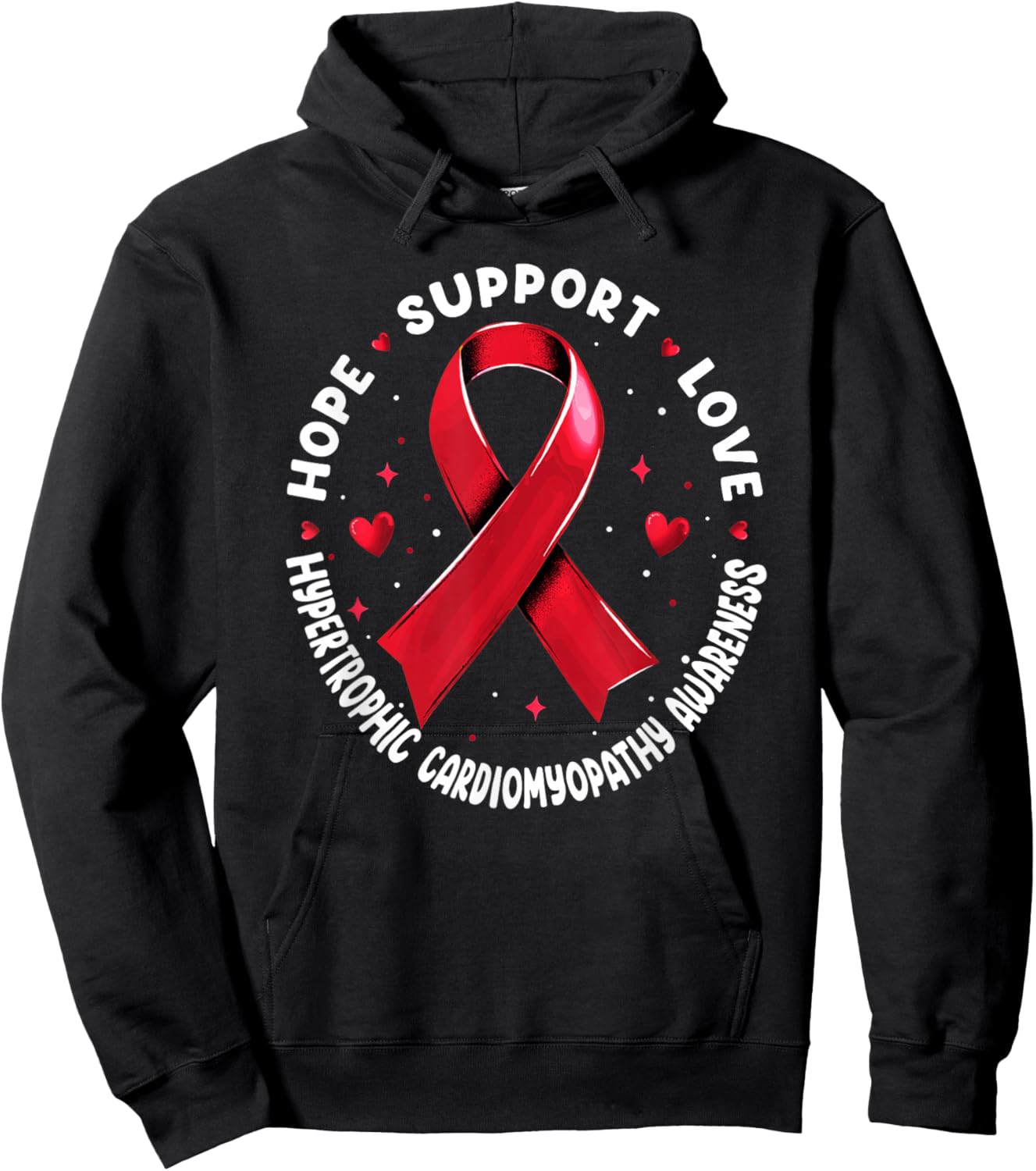 Hope Support Love Hypertrophic Cardiomyopathy Awareness Hoodie - Hoodie | Black