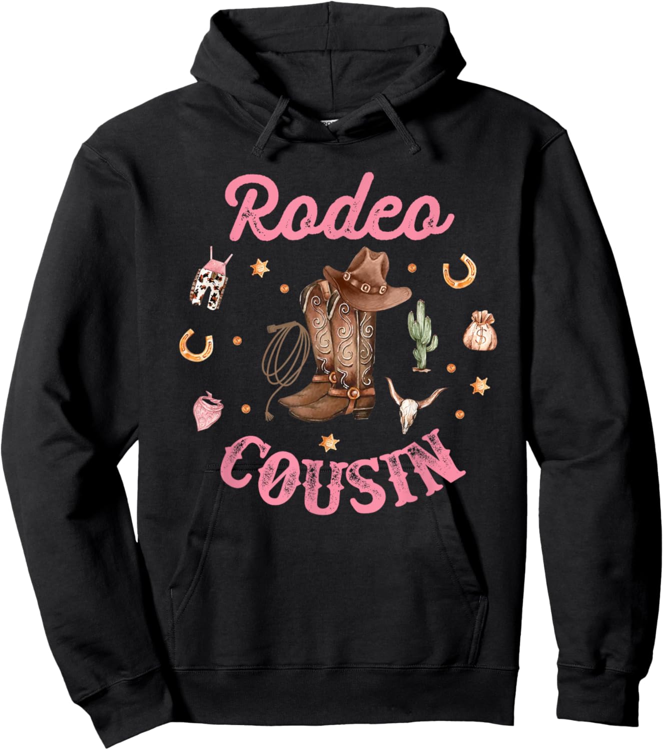 Rodeo Cousin - Cousin Western Cowboy Cowgirl Birthday Family Hoodie - Hoodie | Black