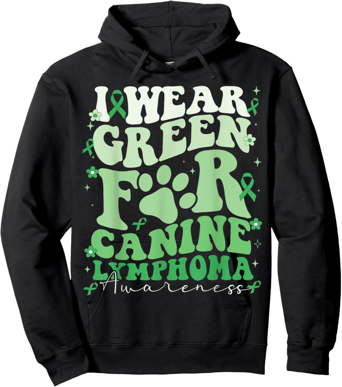I Wear Green For Canine Lymphoma Awareness Dog Day Men Women Kids Hoodie - Hoodie | Black