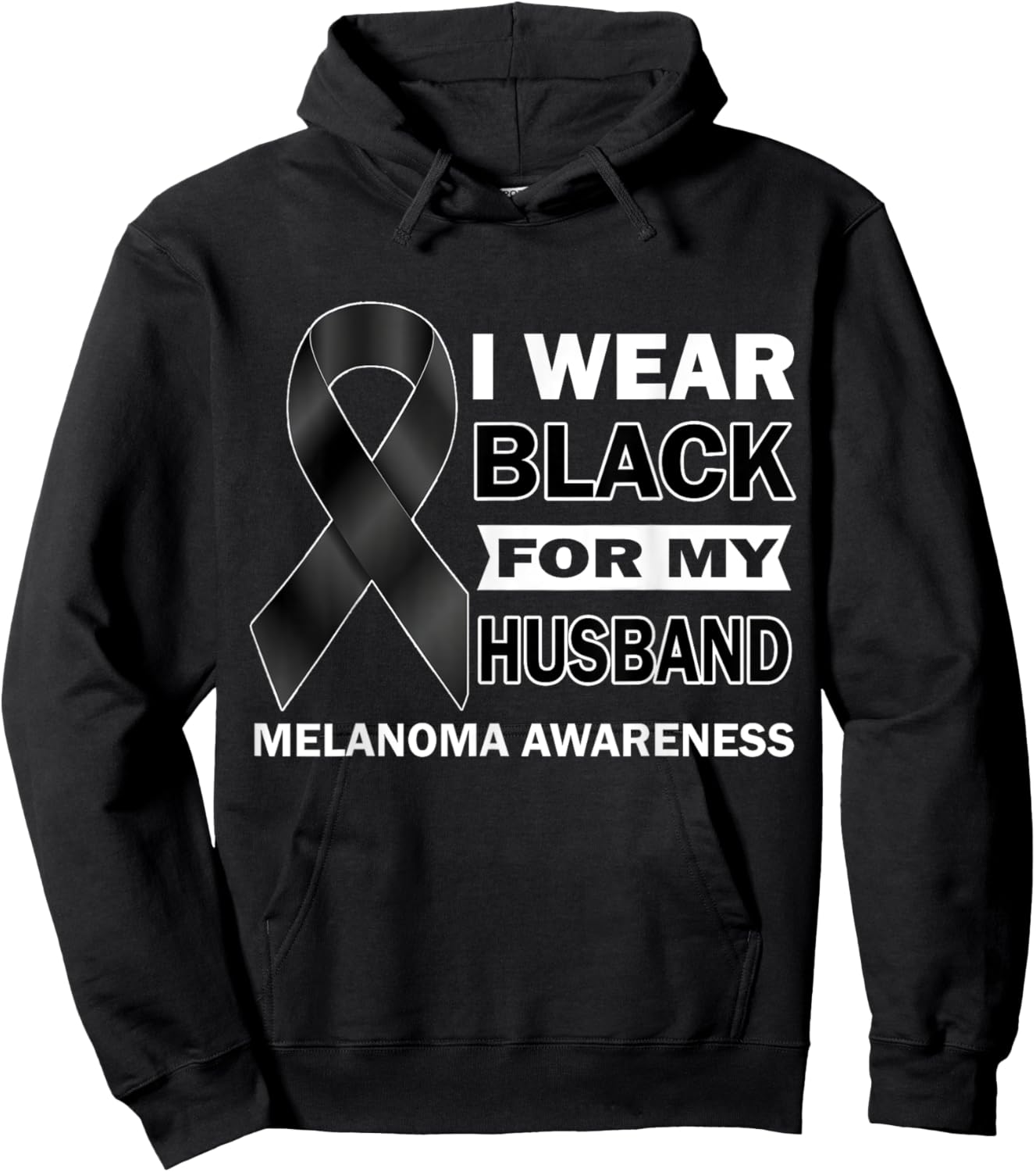 I Wear Black For My Husband Melanoma Cancer Awareness Month Hoodie - Hoodie | Black