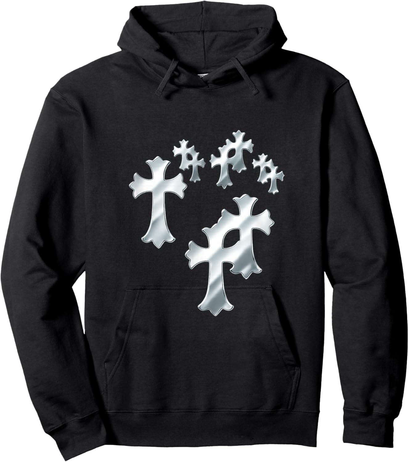 Y2K Grunge Vintage Cross Heart Hoodie - Hoodie | Black