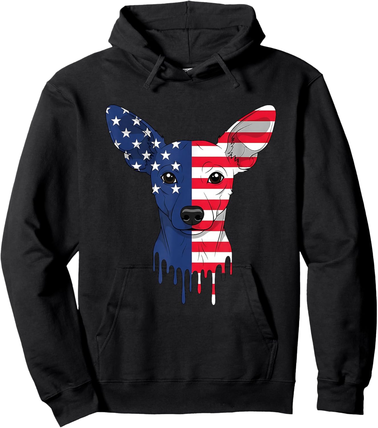 4th of July Chiweenie Dog American Flag Patriotic Hoodie - Hoodie | Black