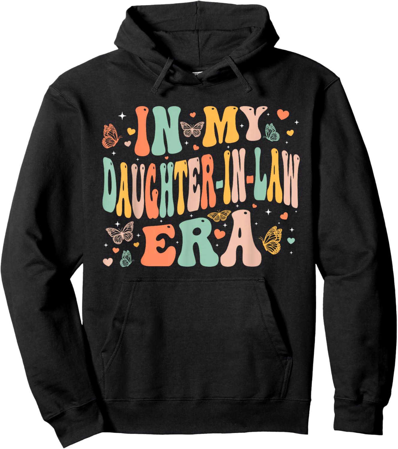 Retro Groovy In My Daughter-In-Law Era Mother's Day Girls Hoodie - Hoodie | Black