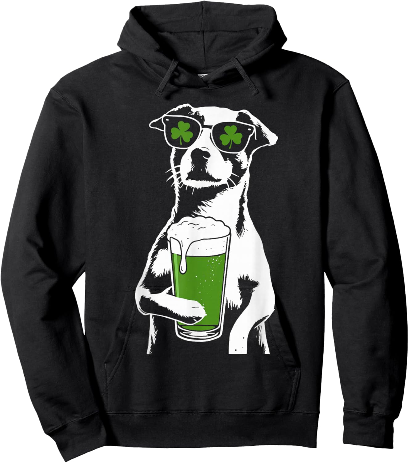 Dog Beer St Patty's Shamrock Funny St. Patrick's Day Hoodie - Hoodie | Black