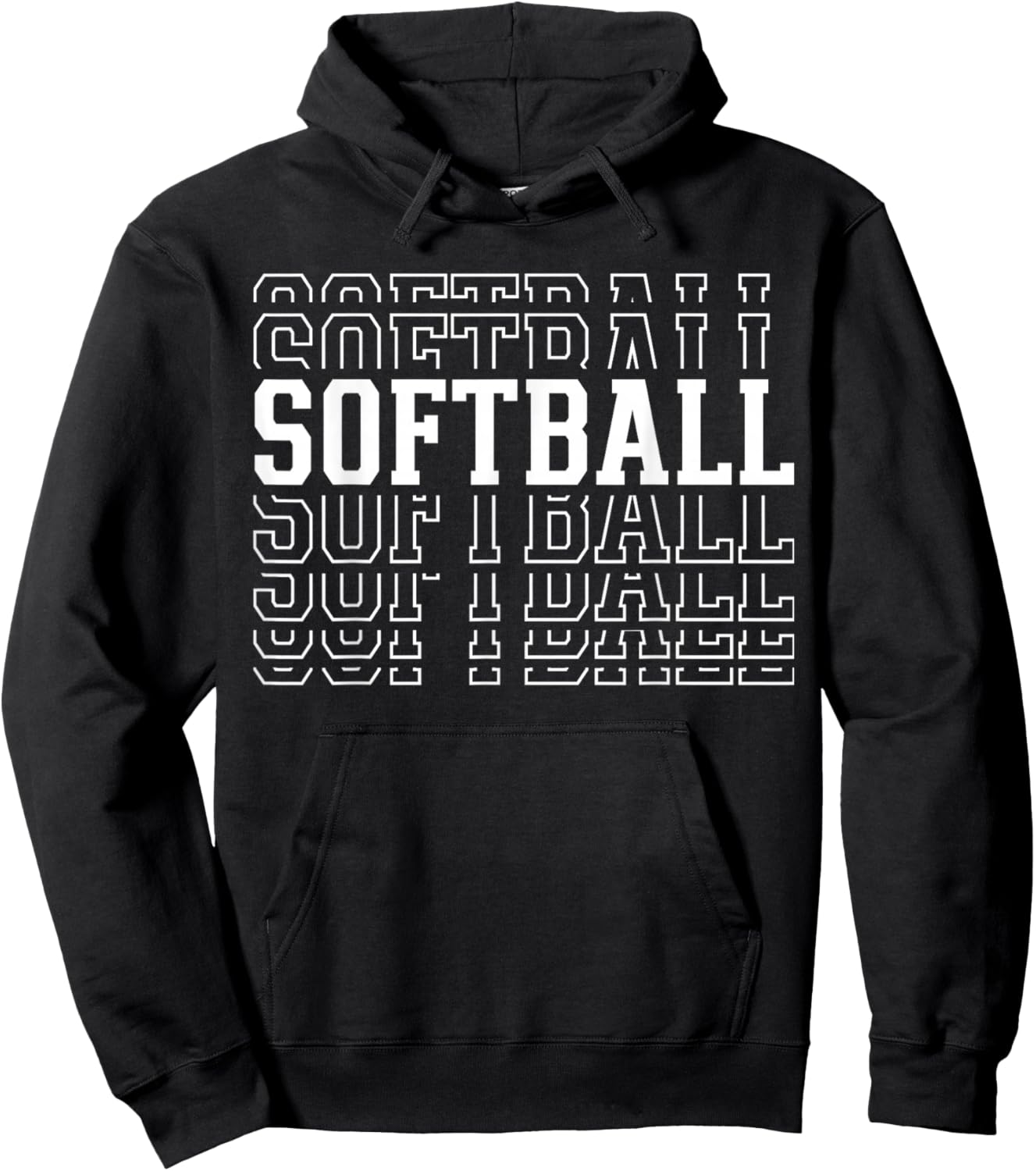 Softball Funny Layered Text Team Player Coach Youth Hoodie - Hoodie | Black