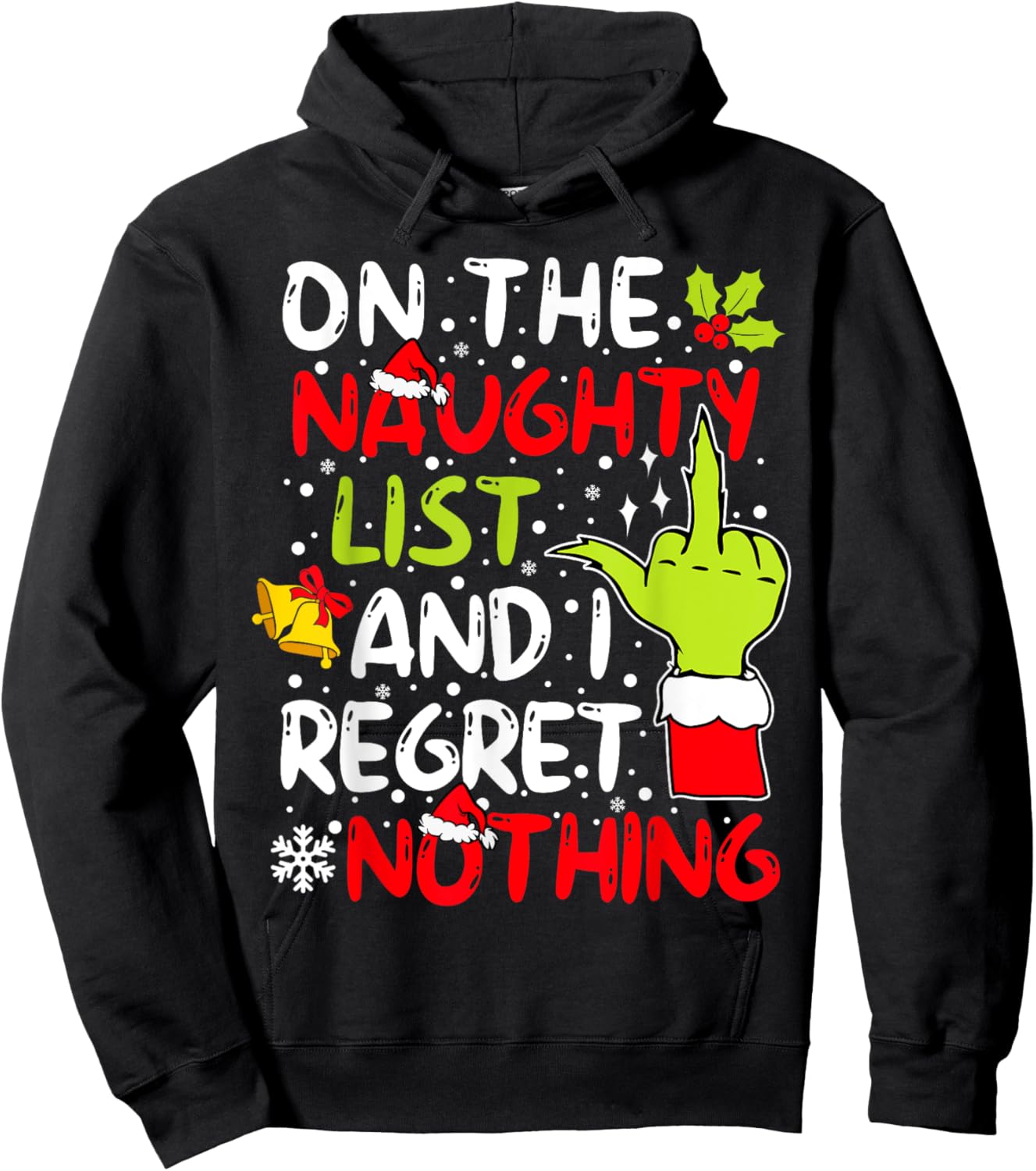 On The Naughty List And I Regret Nothing Couples Hoodie - Hoodie | Black