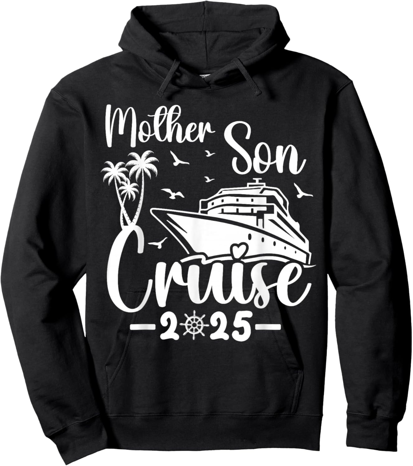 Mother Son Cruise 2025 Family Mom Son Matching Vacation Trip Hoodie - Hoodie | Black