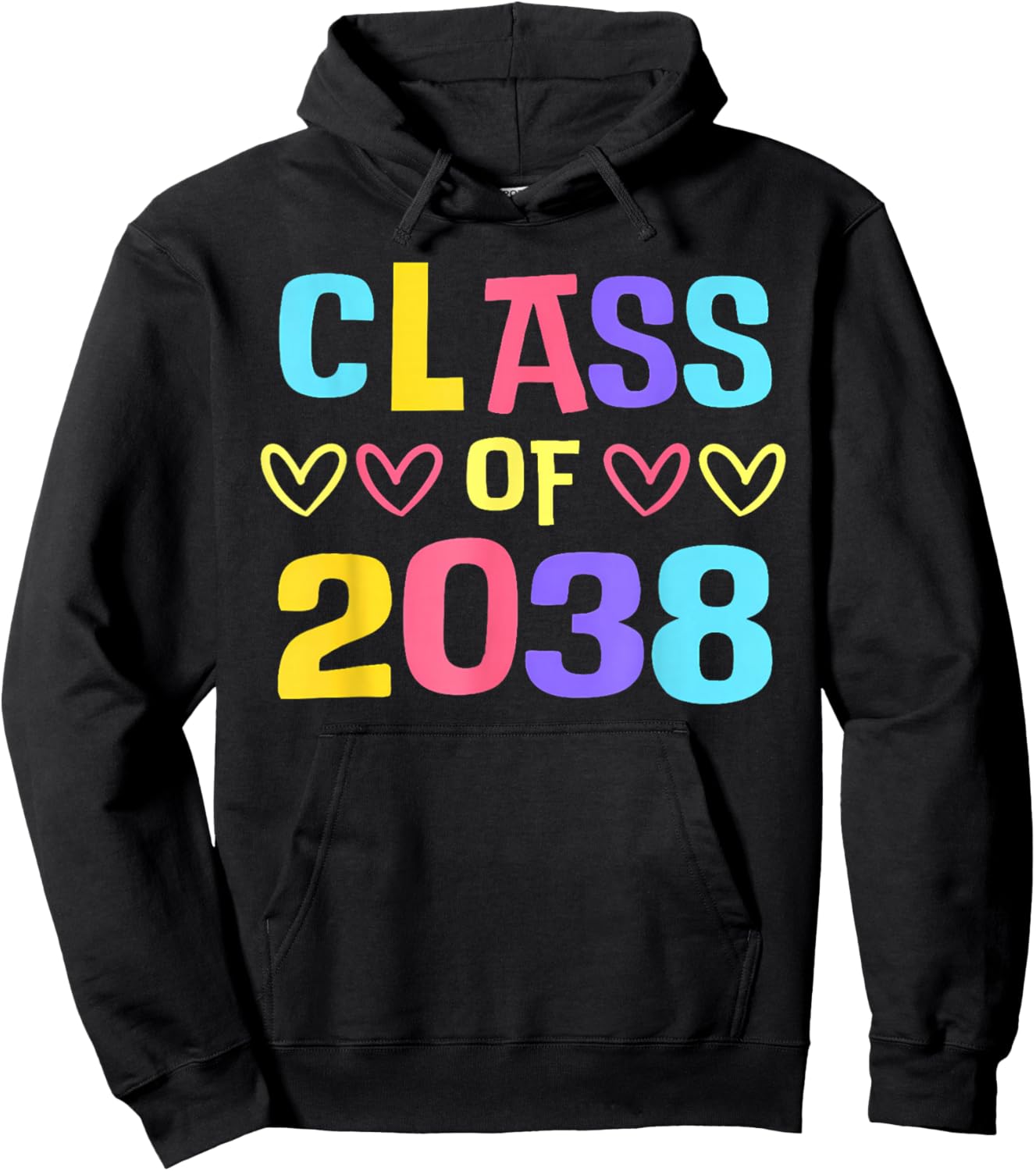 Class of 2038 Cute Senior School Graduation Grow with Me Hoodie - Hoodie | Black