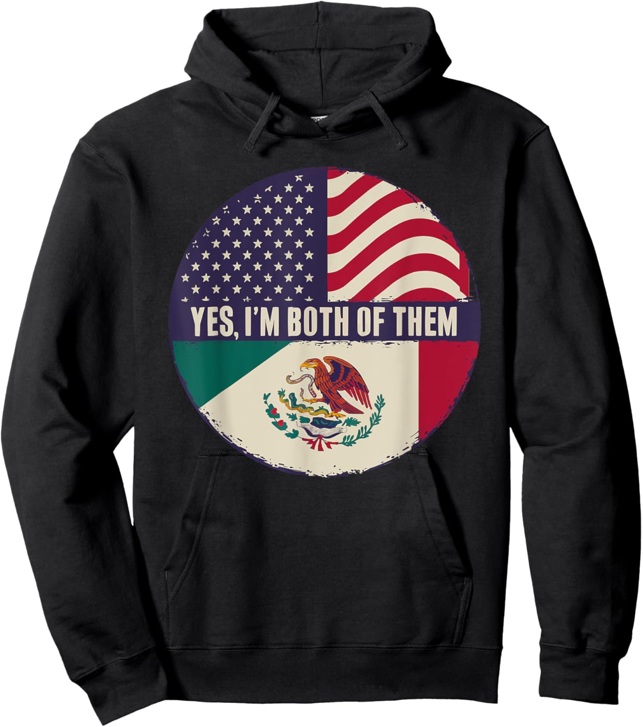 Half Mexican Half American USA Flag Mexico America Hoodie - Hoodie | Black