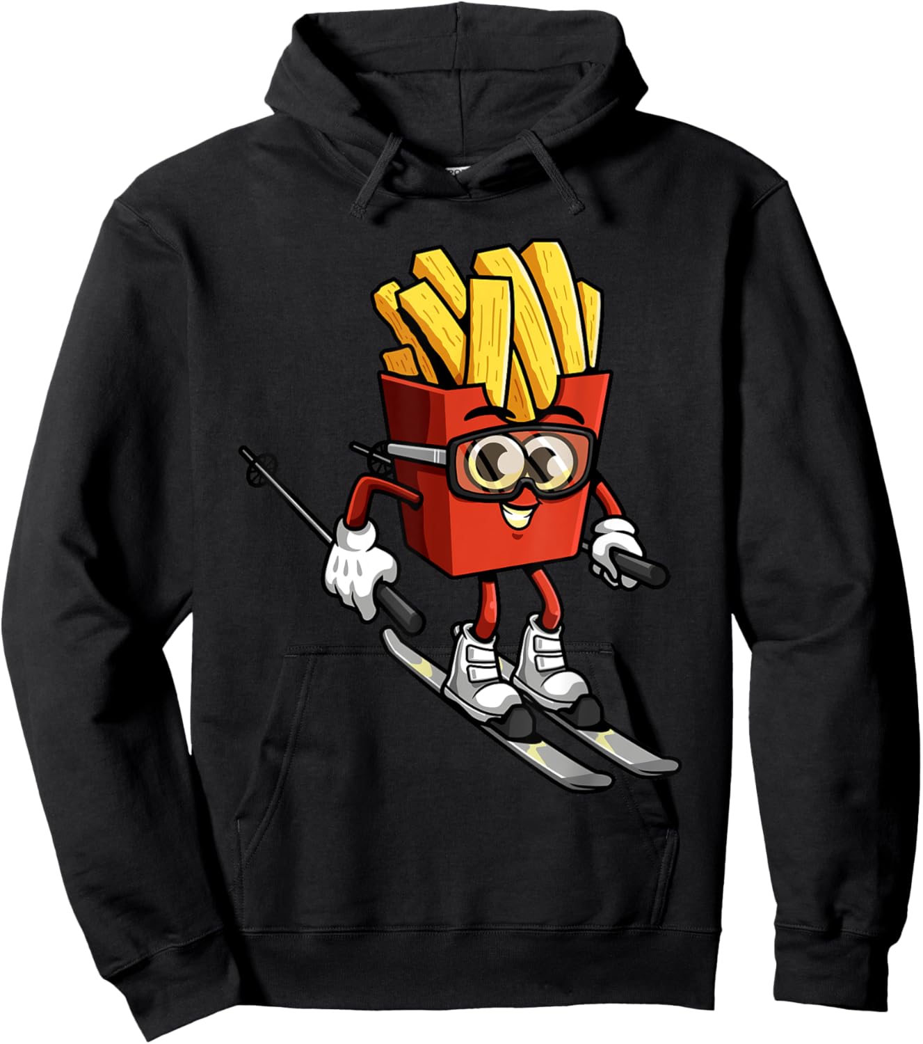 Funny French Fry Ski Potato Fries Skiing Instructor Outfit Hoodie - Hoodie | Black