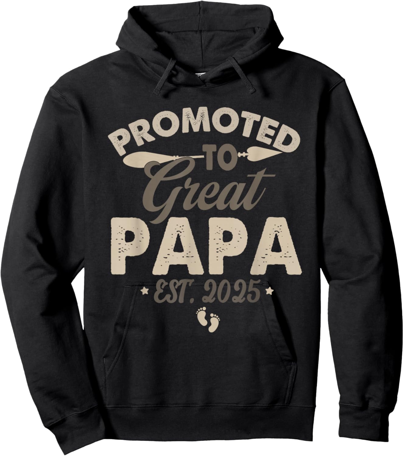 Vintage Promoted to Great Papa Est 2025 Daddy Father's Day Hoodie - Hoodie | Black