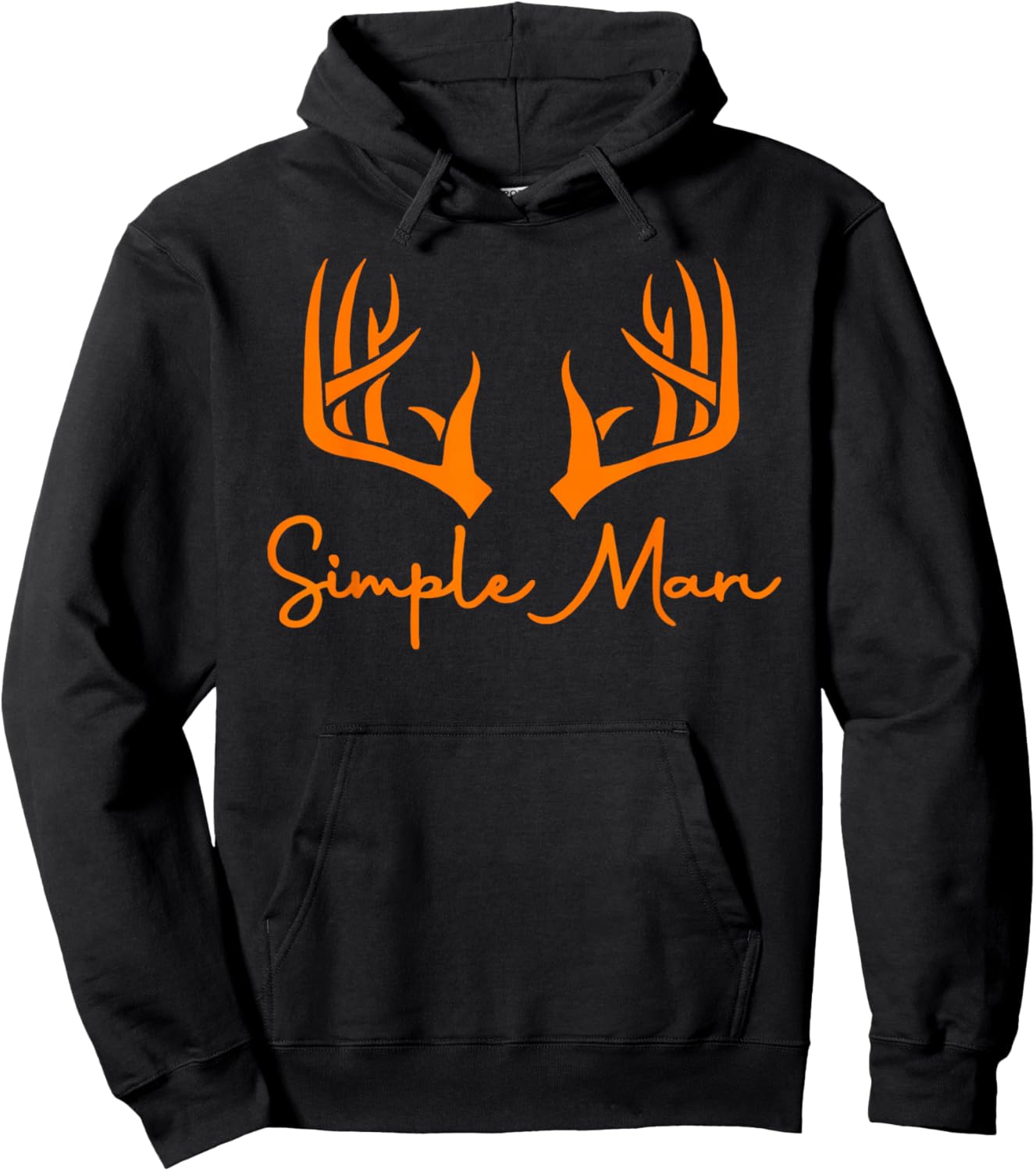Simple Man Deer Antlers Rustic Outdoor Style Hoodie - Hoodie | Black