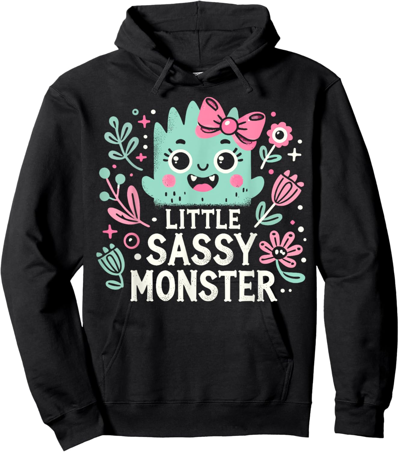 Kids Little Sassy Monster Halloween Costumes Toddler Girls Hoodie - Hoodie | Black