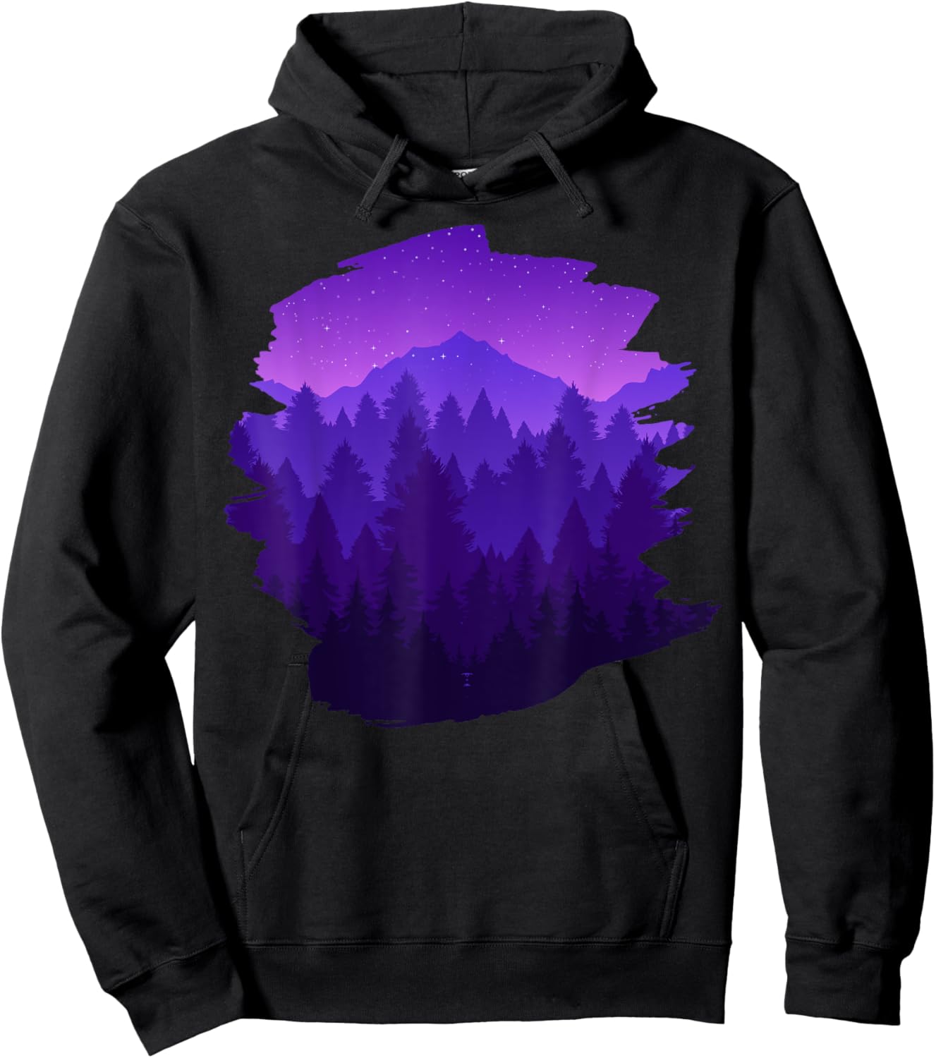 Mountain, Nature Trees and Forest by Night Hoodie - Hoodie | Black