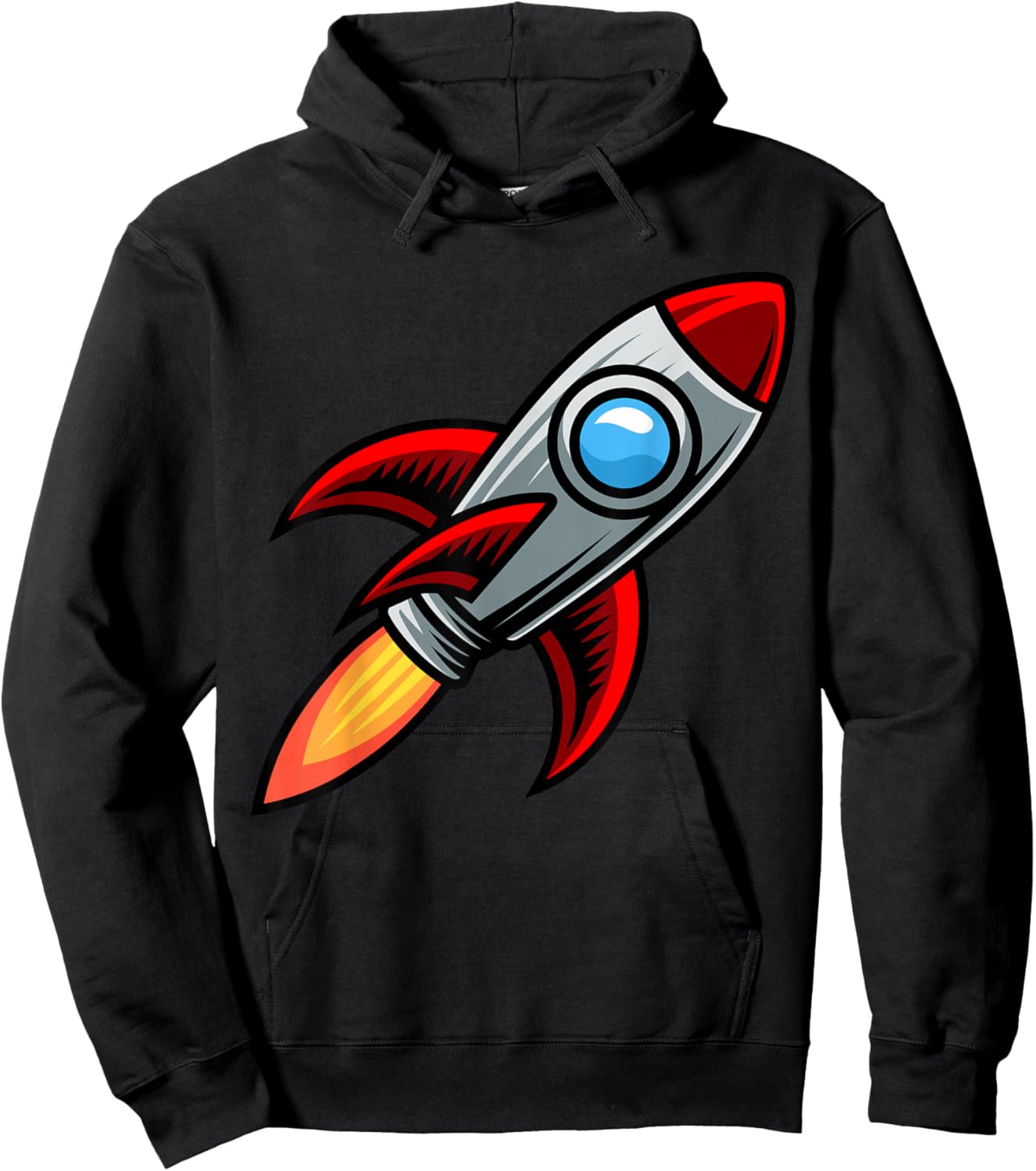 Cartoon Rocket Space Ship Hoodie - Hoodie | Black