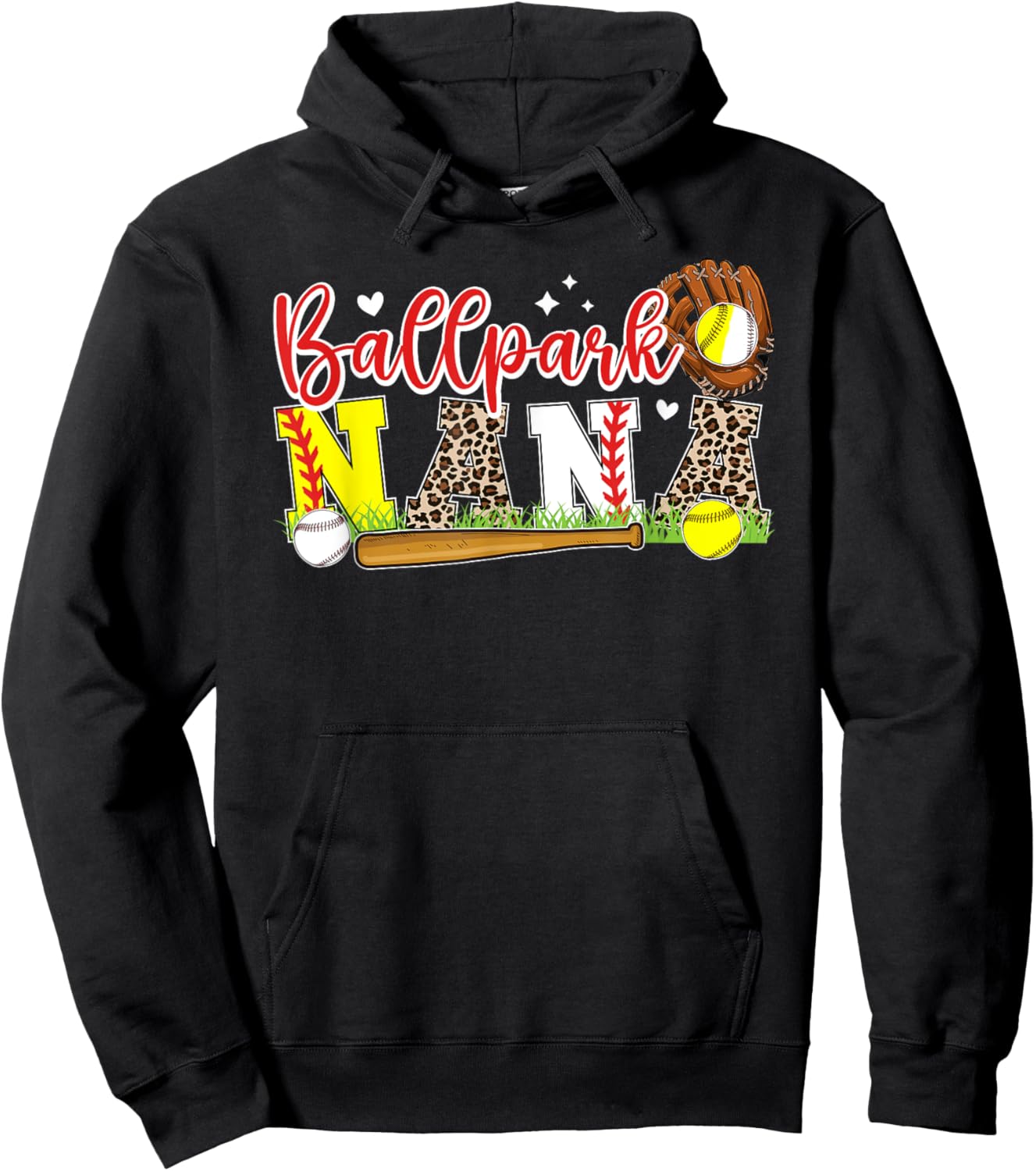Ballpark Nana Softball Baseball Nana Of Ballers Hoodie - Hoodie | Black
